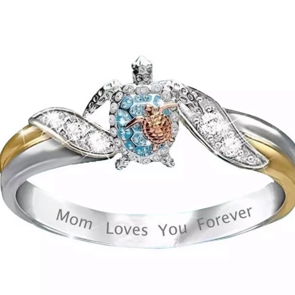 Jewelry - 925 Sterling silver Mom Loves You Forever Rhinestone Ring